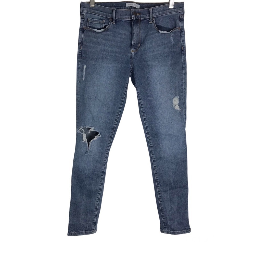 Banana Republic Distressed Skinny Ankle Zipper Jeans Denim SIZE 30